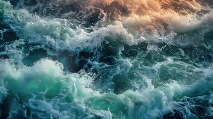 Waves of water of the river and the sea meet each other during high tide and low tide. - obrazy, fototapety, plakaty