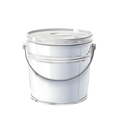 Paint can, white metal bucket isolated on transparent background,transparency  - obrazy, fototapety, plakaty