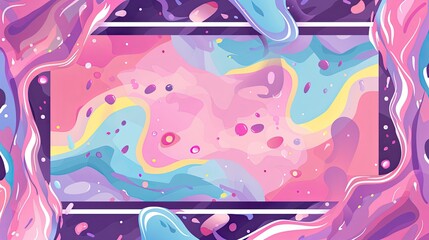 Obraz premium rectangle border filled with color, cartoon vinyl sticker, pink and purple pastel colors