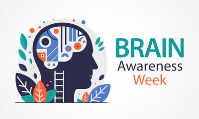 Brain Awareness Week (BAW) is a global campaign that takes place every year in mid-March to increase public awareness of the benefits and progress of brain research. Vector illustration