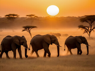 African elephant tusker in a beautiful park savanna valley wildlife endangered animals mammals