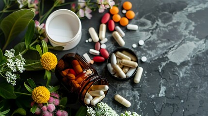 Health needs tablets, pills and medicines that provide a wide range of options for health and medical care, pharmaceuticals. Generative Ai