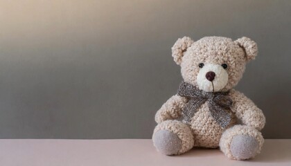 Beautiful teddy bear sitting, children's plush toy.