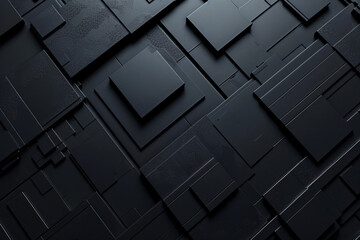 Monochromatic image of dark 3D blocks with varying heights on a black surface