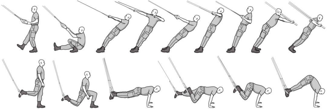Illustration Military Fitness Workout / Sling Trainer / TRX