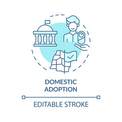 Domestic adoption soft blue concept icon. Adopting newborn from home country. Legal process. Adoption agency service. Round shape line illustration. Abstract idea. Graphic design. Easy to use