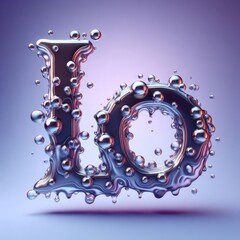 Lo text design. Colorful 3D liquid text composition with soft shapes.