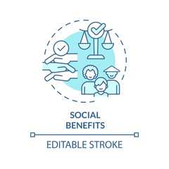 Social benefit soft blue concept icon. Diverse family. Child adoption. Social justice. Cultural inclusion. Round shape line illustration. Abstract idea. Graphic design. Easy to use