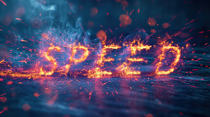 burning word " speed"  in fire