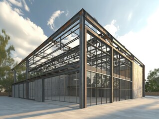 Industrial Steel Garage Building: Business Infrastructure and Architecture