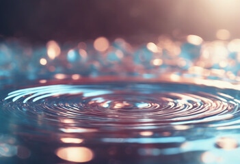 Abstract transparent liquid banner with concentric circles and ripples Spa concept Soft focus