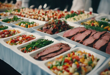 Catering buffet food Delicious colorful meat and vegetable dishes Celebration Party