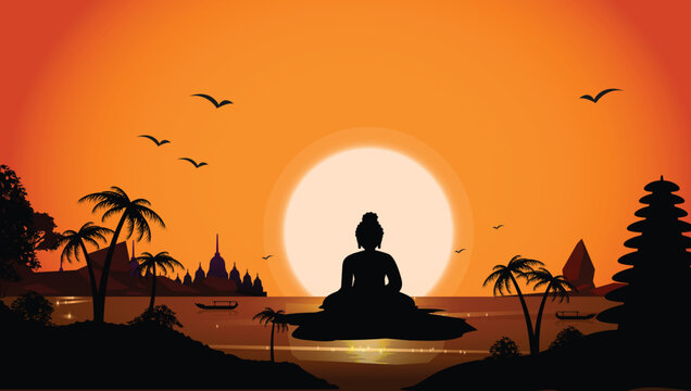 Happy Mahavir Jayanti poster wallpaper, lord Swami Jain festival greeting wishes vector, design banner