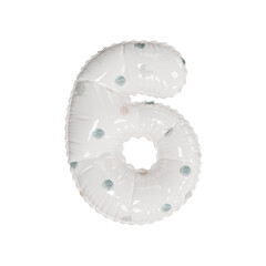 3D porcelain polka dot pattern helium balloon number 6