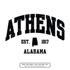 Athens text effect vector. Editable college t-shirt design printable text effect vector