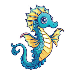 cute seahorse cartoon illustration