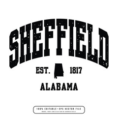 Sheffield text effect vector. Editable college t-shirt design printable text effect vector
