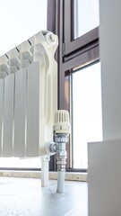 White big radiator near window in modern room