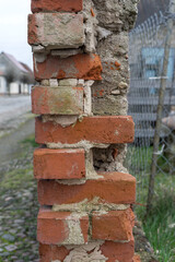 Detail of masonry with red bricks