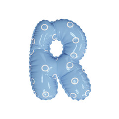 3D blue polka dot pattern helium balloon letter R