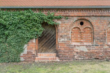Fototapeta na wymiar Detail of the Romanesque church of St. Nicholas in Sandau, Altmark, Saxony-Anhalt, Germany