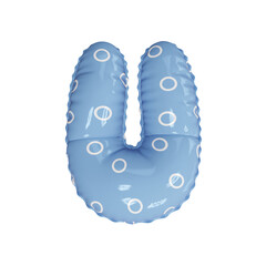 3D blue polka dot pattern helium balloon letter U