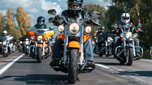parade of motorcyle with thousands of bikers on the road