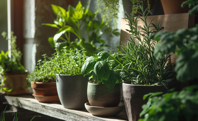 Herbal Oasis: Fragrant Potted Herbs in Your Eco-Friendly Home's Green Corner