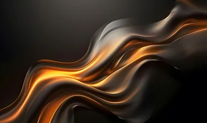 Poster Burning fire flames on dark background © NaLan