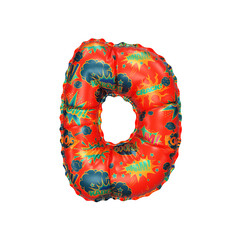 3D Helium Balloon Letter D with Red colored comic cartoon action hero texture