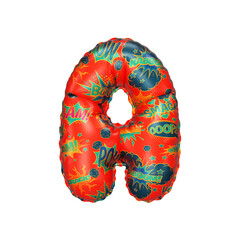 3D Helium Balloon Letter A with Red colored comic cartoon action hero texture