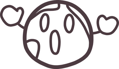 地球をかわいくデフォルメしたキャラクターが両手を上げて驚いているイラスト