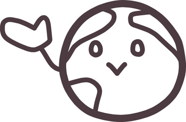 地球をかわいくデフォルメしたキャラクターが片手を上げて何かを示しているイラスト