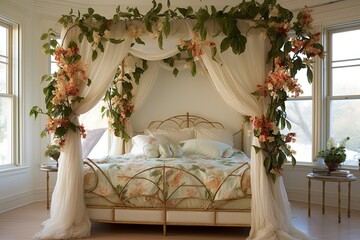 Floral Vase Canopy Bed Bedroom Inspirations - Corner Beauty