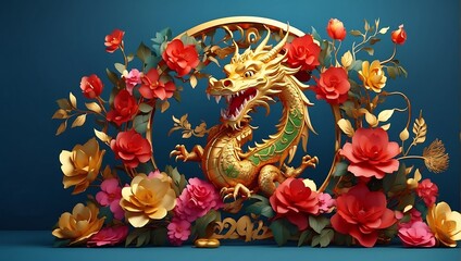 Chinese New Year, Year of the Dragon, Year of the Dragon, 3D rendering