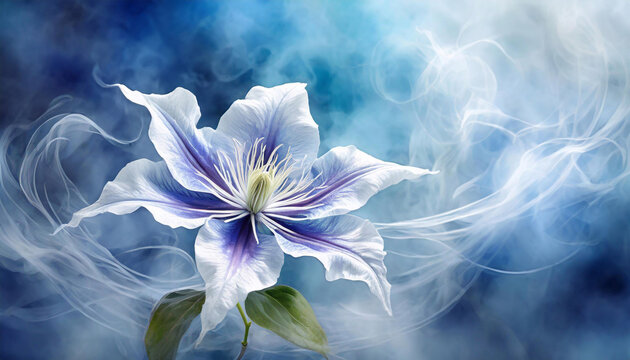 Makro kwiaty, niebieski klematis. Abstrakcyjne tło kwiatowe