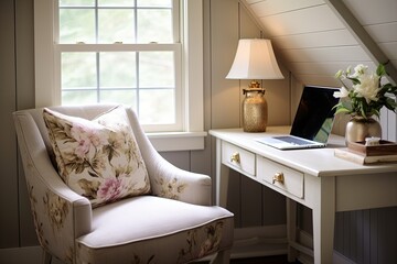 Floral Design Textile Chair & Cozy Seating for Farmhouse Chic Home Office