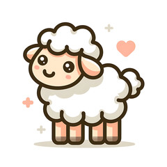 flat vector logo of a cute sheep	