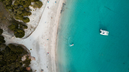 Aerial photo by drone of the roccapina beach in Sartène, the turquoise sea and the sleeping lion...