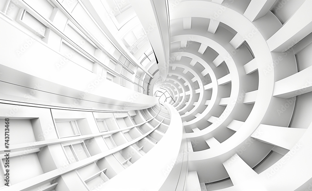 Poster future visions: abstract circular white architecture
