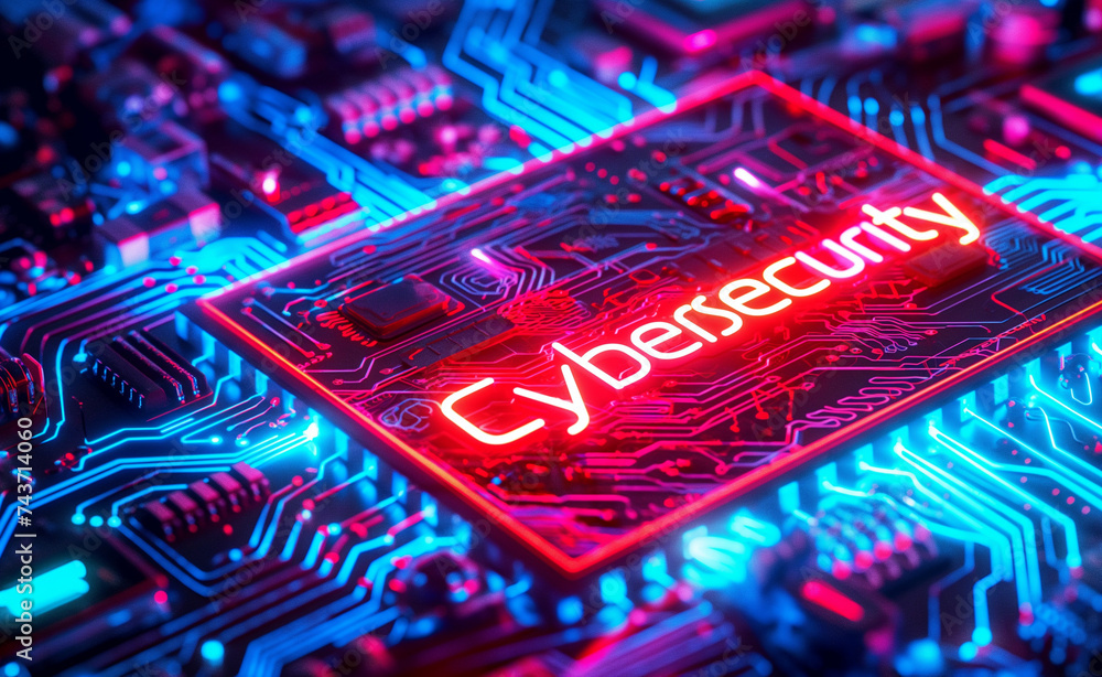 Poster secure circuitry: illuminating cybersecurity in vibrant hues