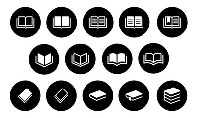 book circle icon set education study reading learning language skill sign symbol button line pictogram vector illustration design flat graphic design	