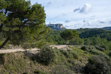 Naklejka premium Winter landscape in the Alpilles, Saint Rémy de Provence, France.