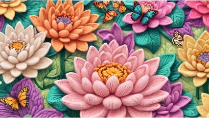 crochet pattern pink lotus flower and texture 