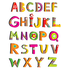 ABC. vector flower font. Alphabet design in a colorful style.