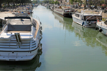 The canal of Beaucaire, Gard, Occitanie, France.