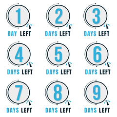 Days left countdown icons collection. Marketing and advertising symbol. Number of days left sign for sale and promotion