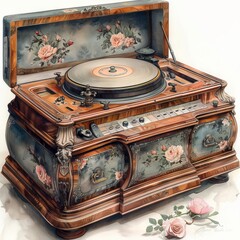 Retro vintage music box clipart