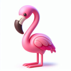 3D funny flamingo cartoon for children's invitation cards or other illustrations. AI generated