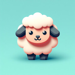 flat vector logo of a cute sheep	